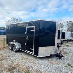 New 7x16 7ft Tall V Nose Enclosed Car Hauler Trailers 