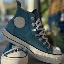Teal Blue Converse Chuck Taylor All Star Lift Hi (Women’s 9.5)