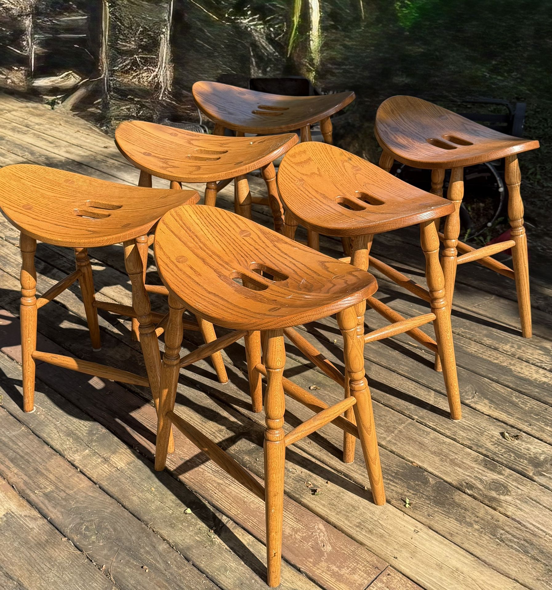 Large, Heavy Wood Table With 6 Stools