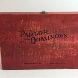 Parlor Dominoes with Wood Case Limited Edition Toy Novelties J Pressman & Co., See 3 Pics
