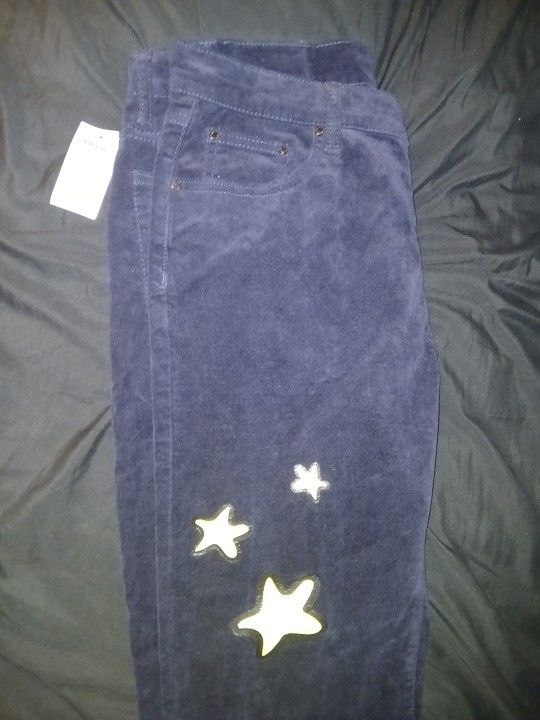 DRIPT DENIM SIZE 34 BLUE VELVET MOON & STARS BUTTON FLY STRAIGHT LEG PANTS (UNISEX) NEW WITH TAGS