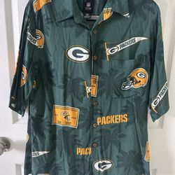 Mens M Green Bay Packers Hawaiian Shirt By NFL