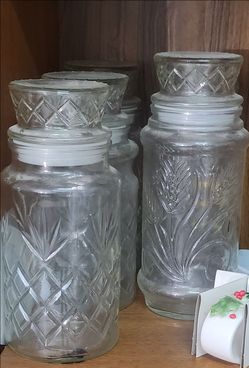 Pressed Glass Canister Jars with Lids