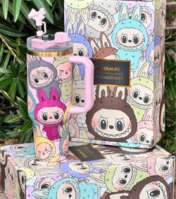 Stanley 40oz Labubu Quencher H2.0 Collab Tumbler Jug Thermos Flowstate Straw Cup 