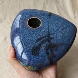 Ikebana Zen Vase Georgetown Pottery Triangle With Flower Frog