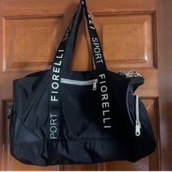 Fiorelli Black Printed Duffel Bag with Zip Closure & Long Adjustable Strap