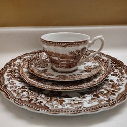 Brown Transferware Dish Set Tonquin By Franciscan Staffordshire
