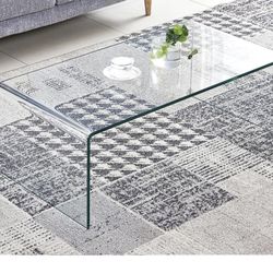 Glass Coffee Table, Modern Tempered Clear Coffee Tables Decor for Living Room, Easy to Clean and Safe Rounded Edges 39.3" L x 19.6" W x 13.8" H