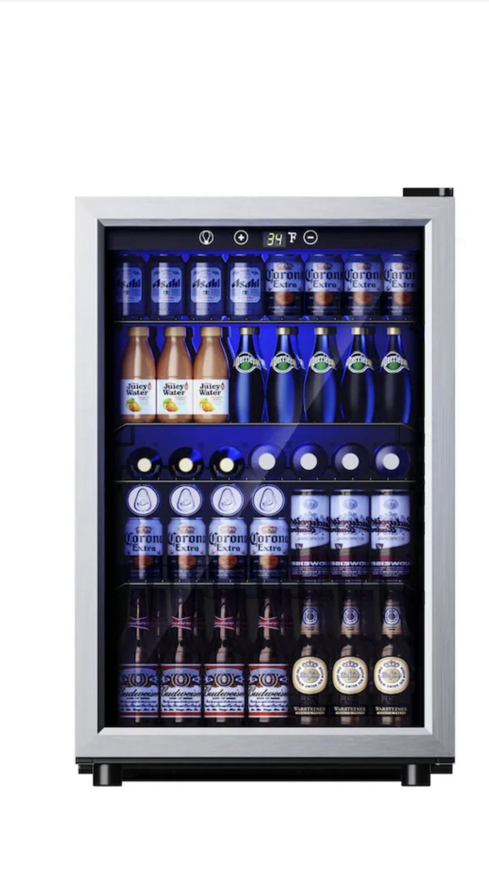 SIMZLIFE 20-in W 150 - Can Capacity Sliver Freestanding Indoor Beverage Refrigerator with Glass Door