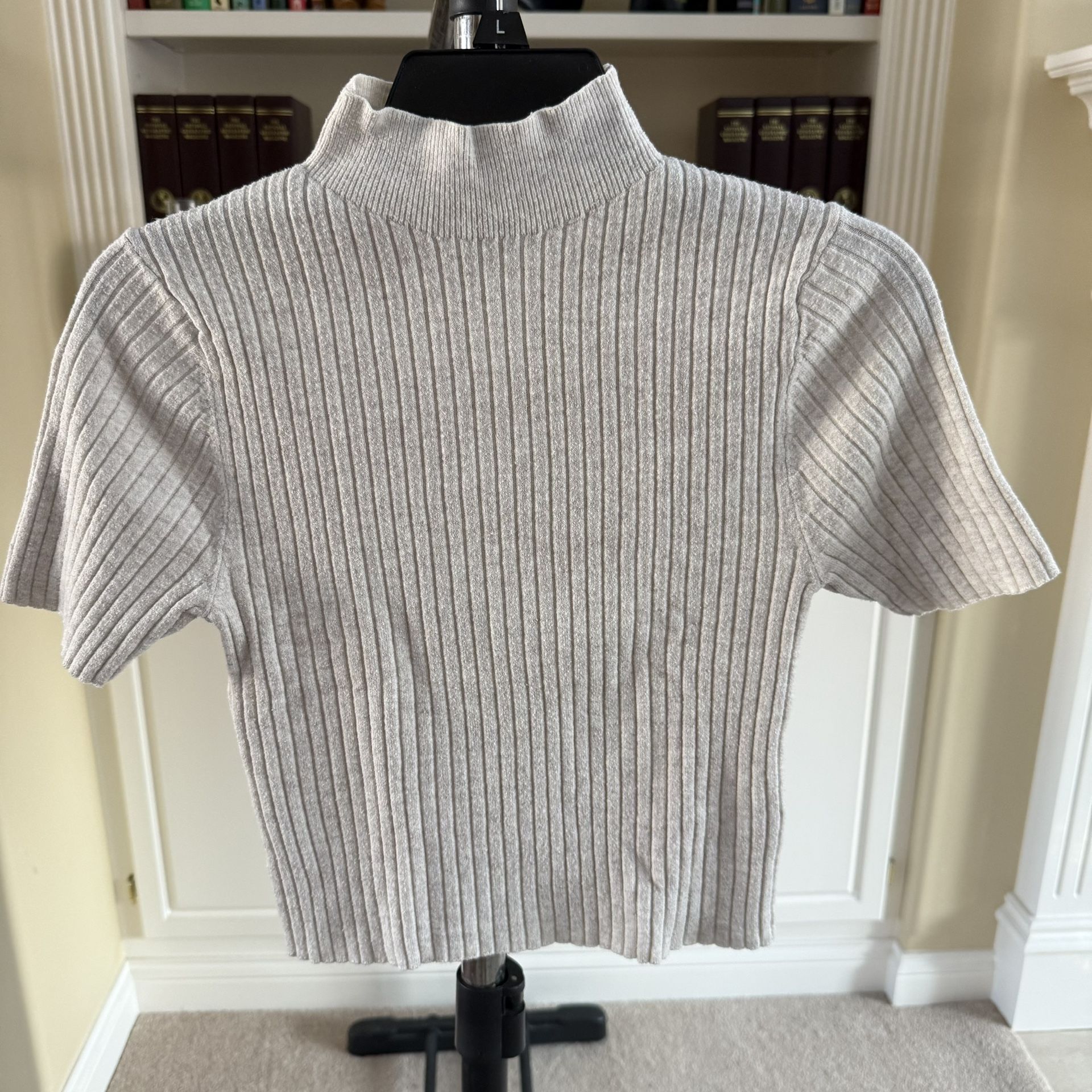 New Day short sleeve mock neck ribbed knit sweater top