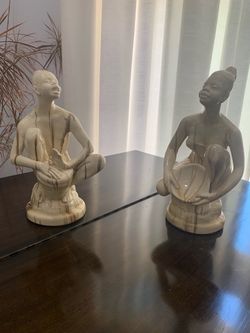 Ceramic Figurine Statues Set of Two African art