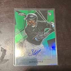 Jesus Sanchez Rookie Fire Green Mlb RC Baseball Card Auto