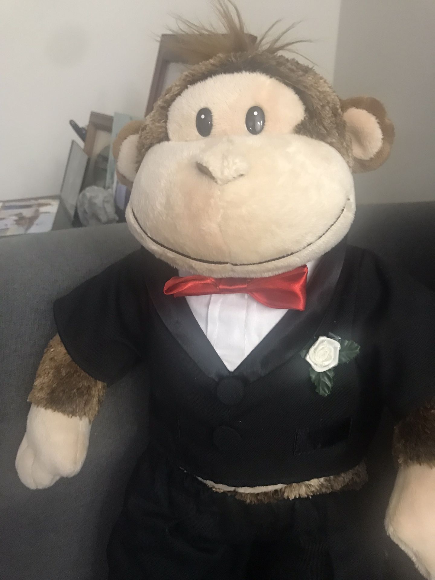Build a Bear Smiley Monkey Plush Brown 17”