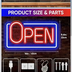 Led Neon Open Sign for Business Window, Light up Open Sign for Store Carteles Letreros Para Negocios, 16 x 8.6 inch 