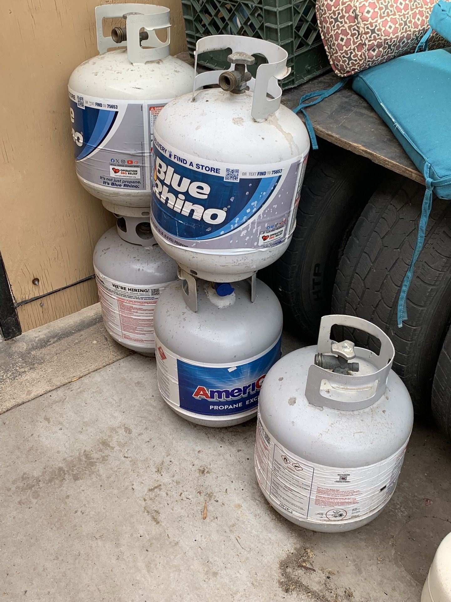 BlueRhino, AmeriGas, And Blank Propane Tanks