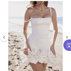 White Ruffle Dress Women’s