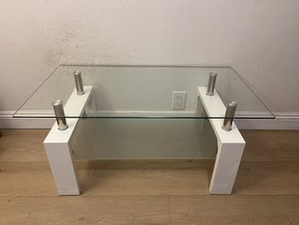 Modern Glass Coffee Table (Water Damage/Read Description)