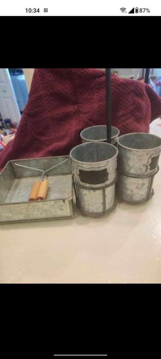 Rustic Aluminium Napkin And Silverware Holders