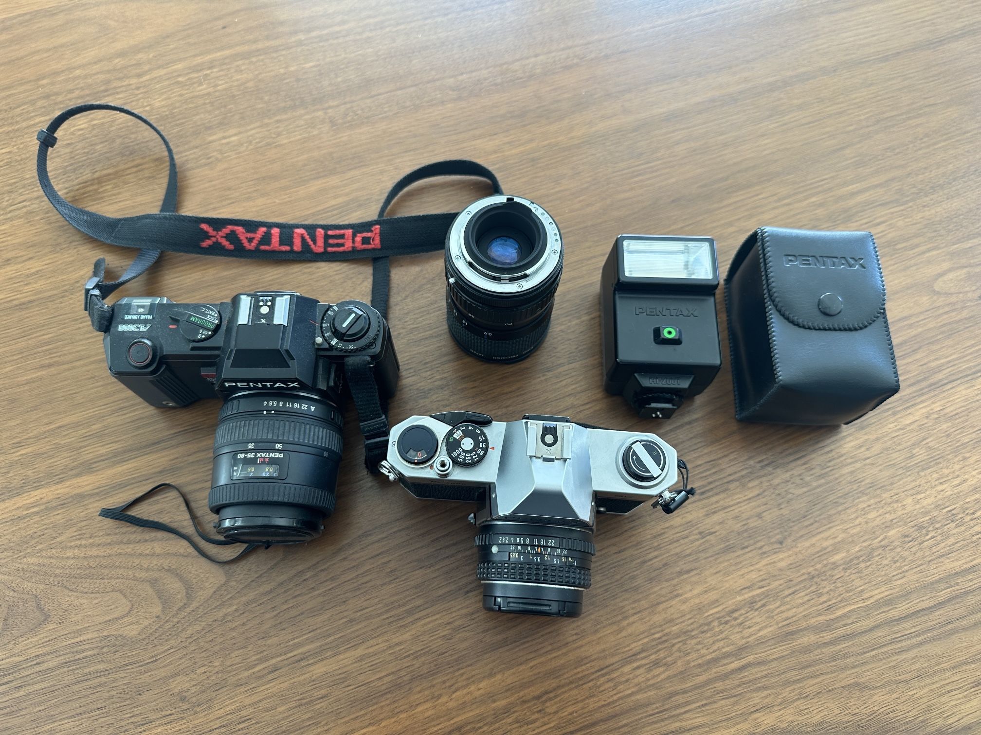 Vintage Pentax Camera Set - K1000 & A3000, extra lens and flash