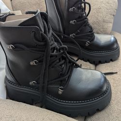 Brand New Zara Black Combat Boots - NWT w/ Tags & Boot Bag - Size 8/EU 39 - $80