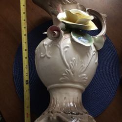 Nuova Capodimonte Big Rose Vase Made In Italy Rare