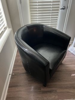 Black Faux Leather Barrel Accent Chair x3