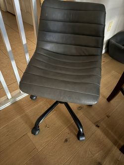 Grey Leather Swivel Office Chair