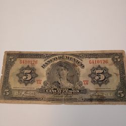 Sinco Pesos Banko De Mexico Circulated