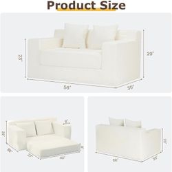Convertible Sofa Bed, 3 in 1 Loveseat Folding Couch Bed Foldable - Chaise Lounge Chair & Floor Futon Sleeper, Corduroy Pull Out Sofa Bed with 4 Pillow