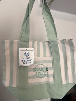 Trader Joe’s Striped Mini Canvas Tote Bag- Green