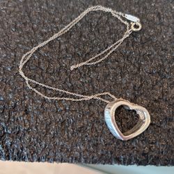 TIFFANY & Co. 3D Open Heart Slanted Pendant Necklace Silver 925 