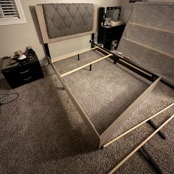 Queen Grey/Tan Bed Frame
