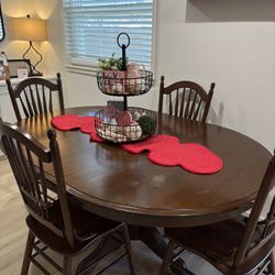 Oak Table With Leaf & Chairs