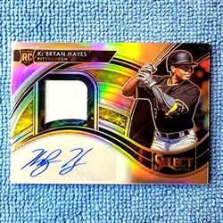 Ke'Bryan Hayes 2021 Rookie Select Panini Prizm Silver Game Worn Jersey Auto RPA 110/199 Pittsburgh Pirates 