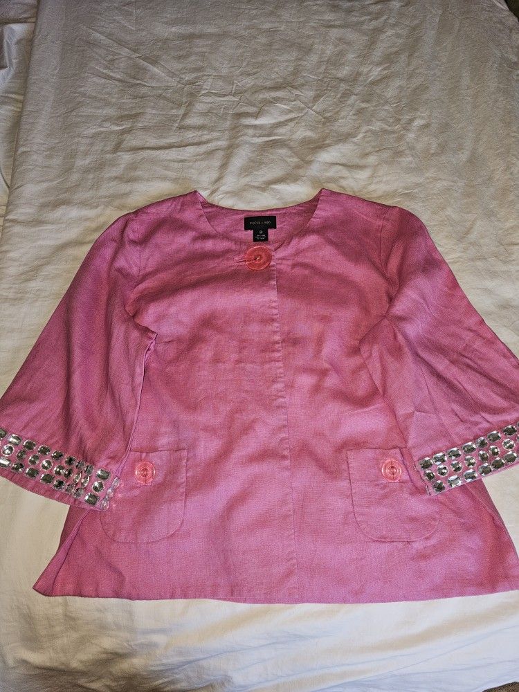 Focus 2000 Blazer Jacket Coat Size 14 In Pink