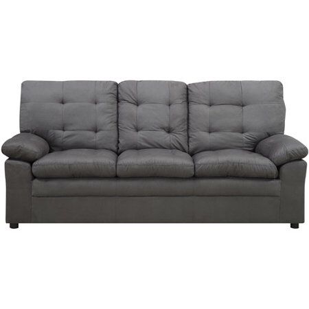 Mainstays Buchanan microfiber sofa with bonded leather arms
