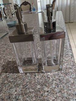 Two glass soap dispenser