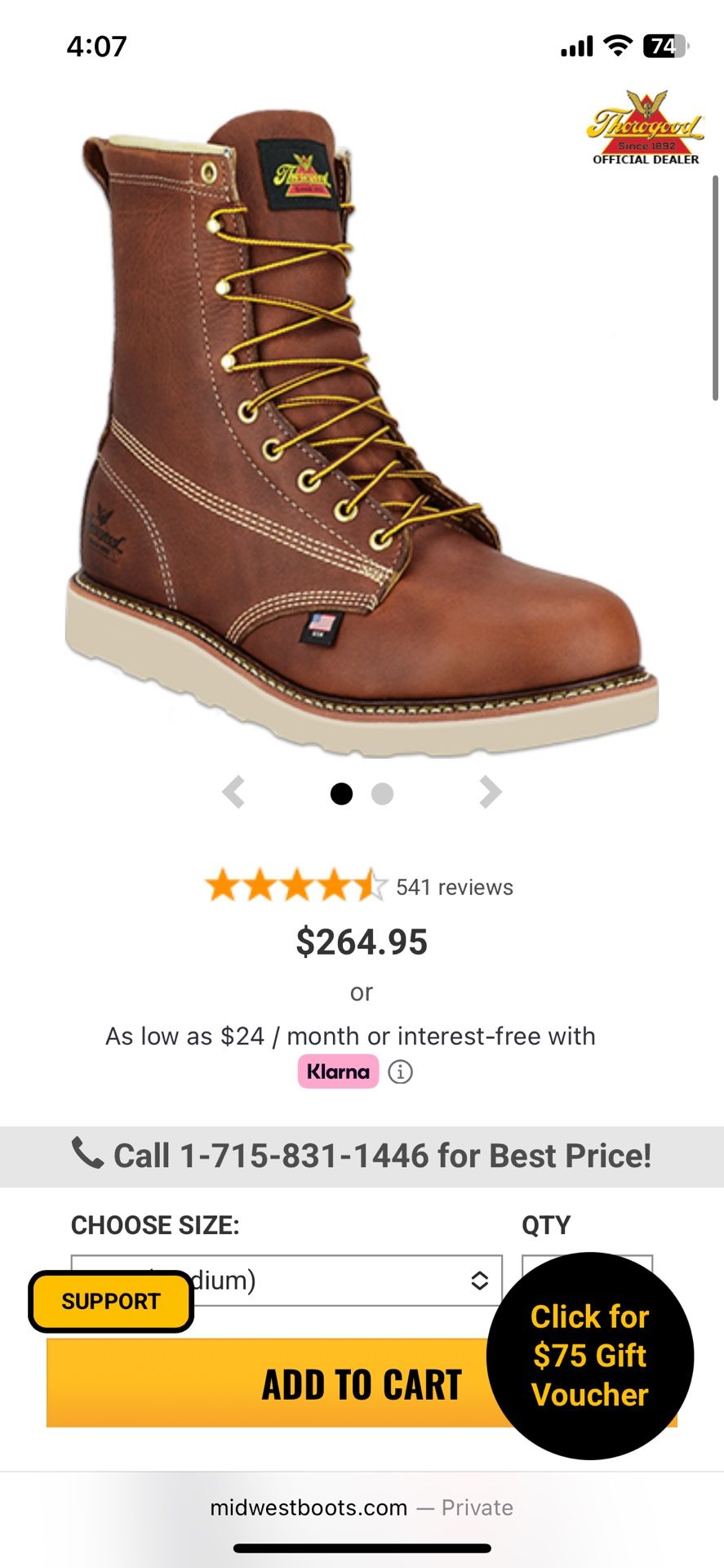 Thorogood Steel Toe Men’s Works Boots Size (12) Good Condition