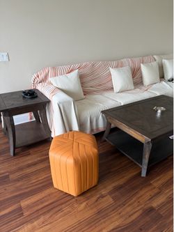Brown Wood Coffee Table and End Table