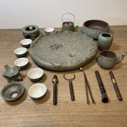 Japanese Tea Ceremony Tea Set Zen Tea Set With Tray Complete Stoneware Tea Set