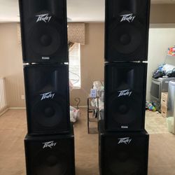 Peavey PA System – 2 Powered Subs + 4 Tops – Complete Setup