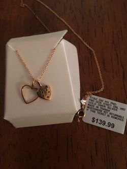 Heart necklace jewelry gold over silver