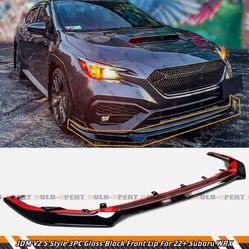 For 22-26 Subaru WRX VB JDM V2 S Style Gloss Black Front Bumper Lip Splitter Kit