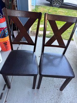Set of 2 Dark Wood Dining Chairs