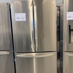 23 cu. ft. 3-Door French Door Refrigerator with Glide N' Serve in PrintProof Stainless Steel, Counter Depth