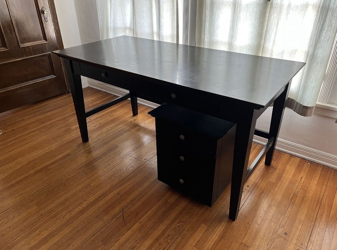 Large Black Wood Desk