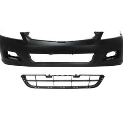 Front Bumper Cover Kit For 2006-07 Honda Accord Sedan Primed with Bumper Grille