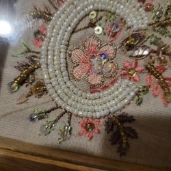 Jewelry Trinket Box Decorative Embellished with Pearls and Beads, from India