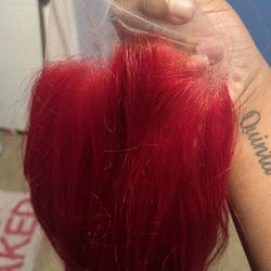 red Human Hair Wig 13x4 26in 