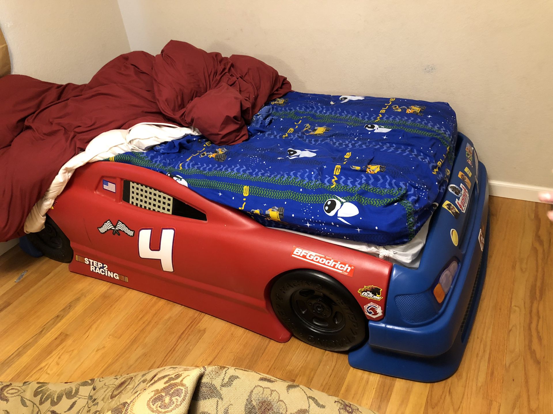 Twin size toddler bed. Mattress not included